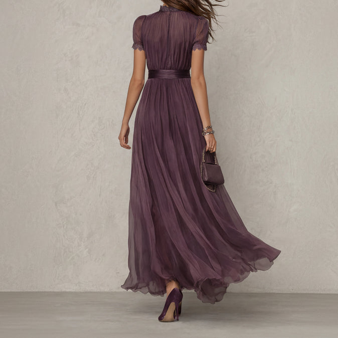 Alice | Long Purple Dress Keyhole Neckline