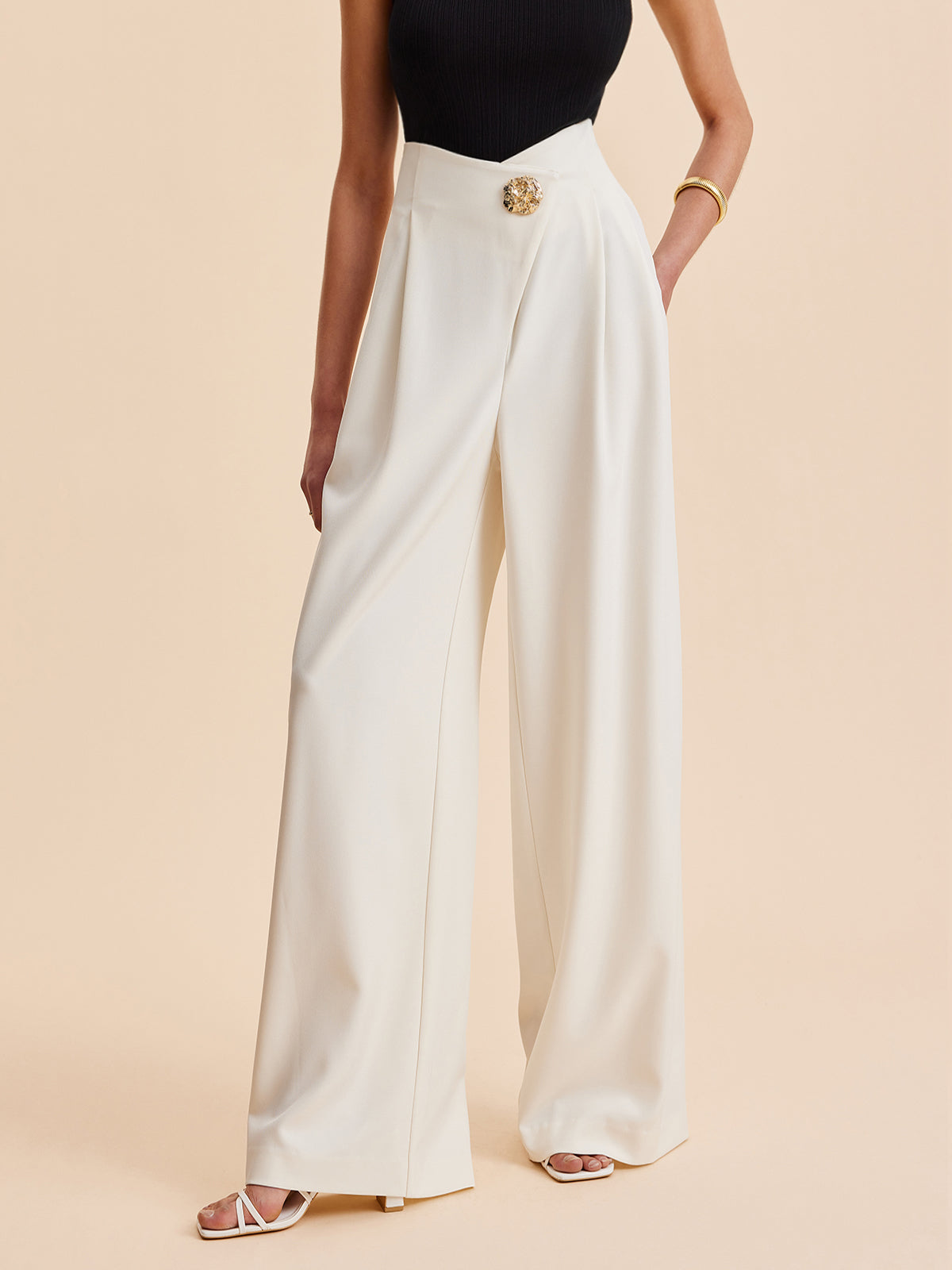 High-Waisted Wide Leg Trousers