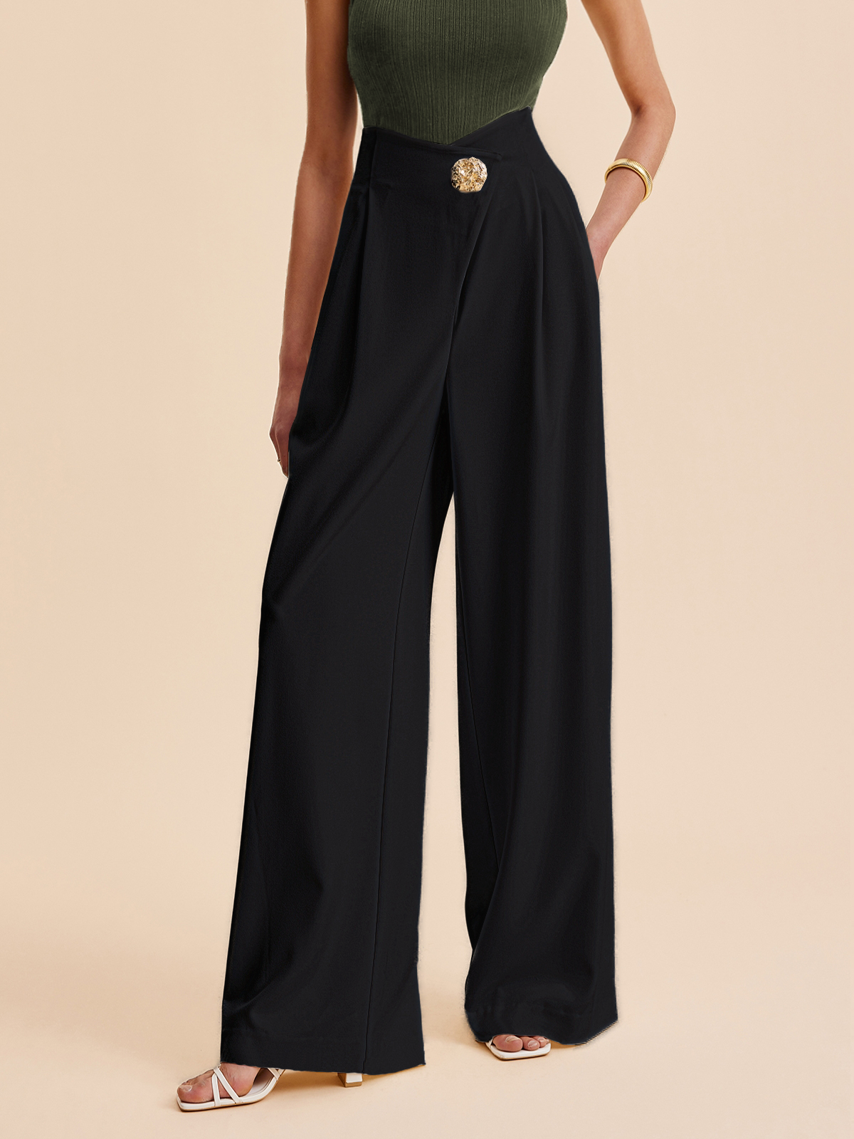 High-Waisted Wide Leg Trousers