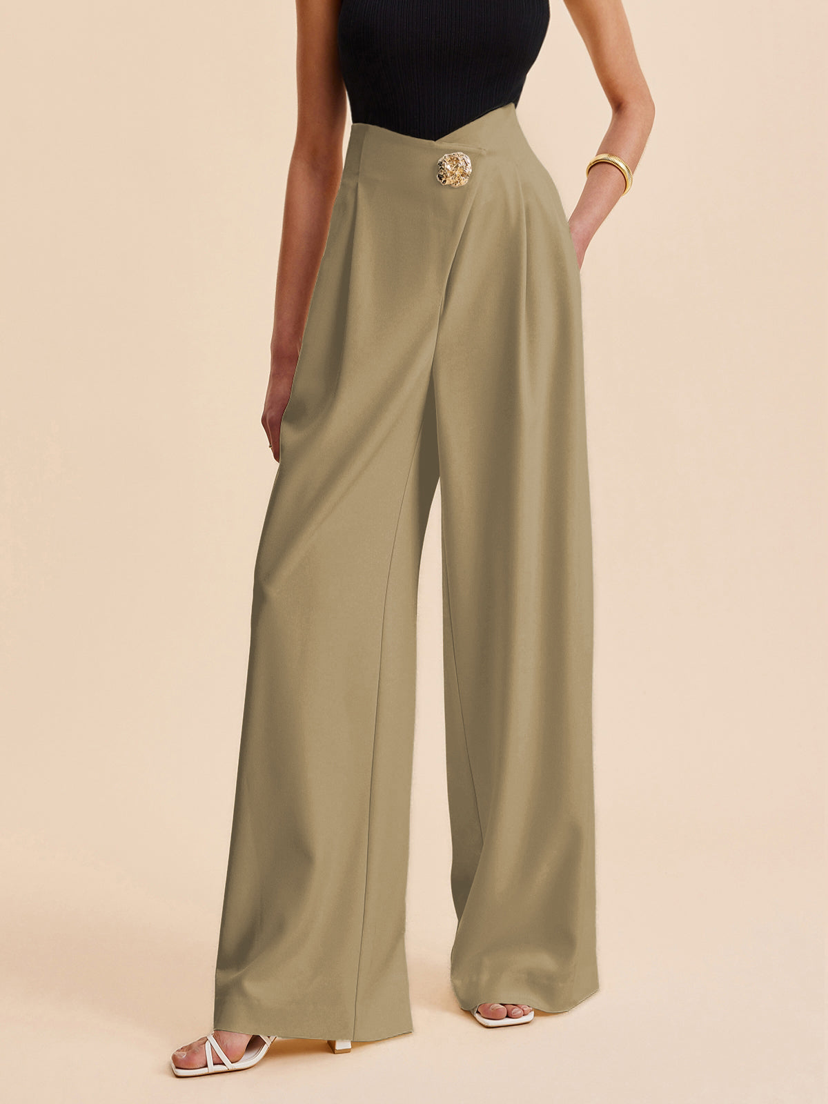 High-Waisted Wide Leg Trousers