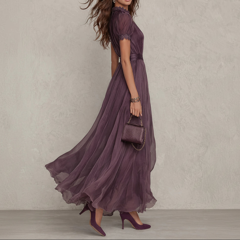 Alice | Long Purple Dress Keyhole Neckline