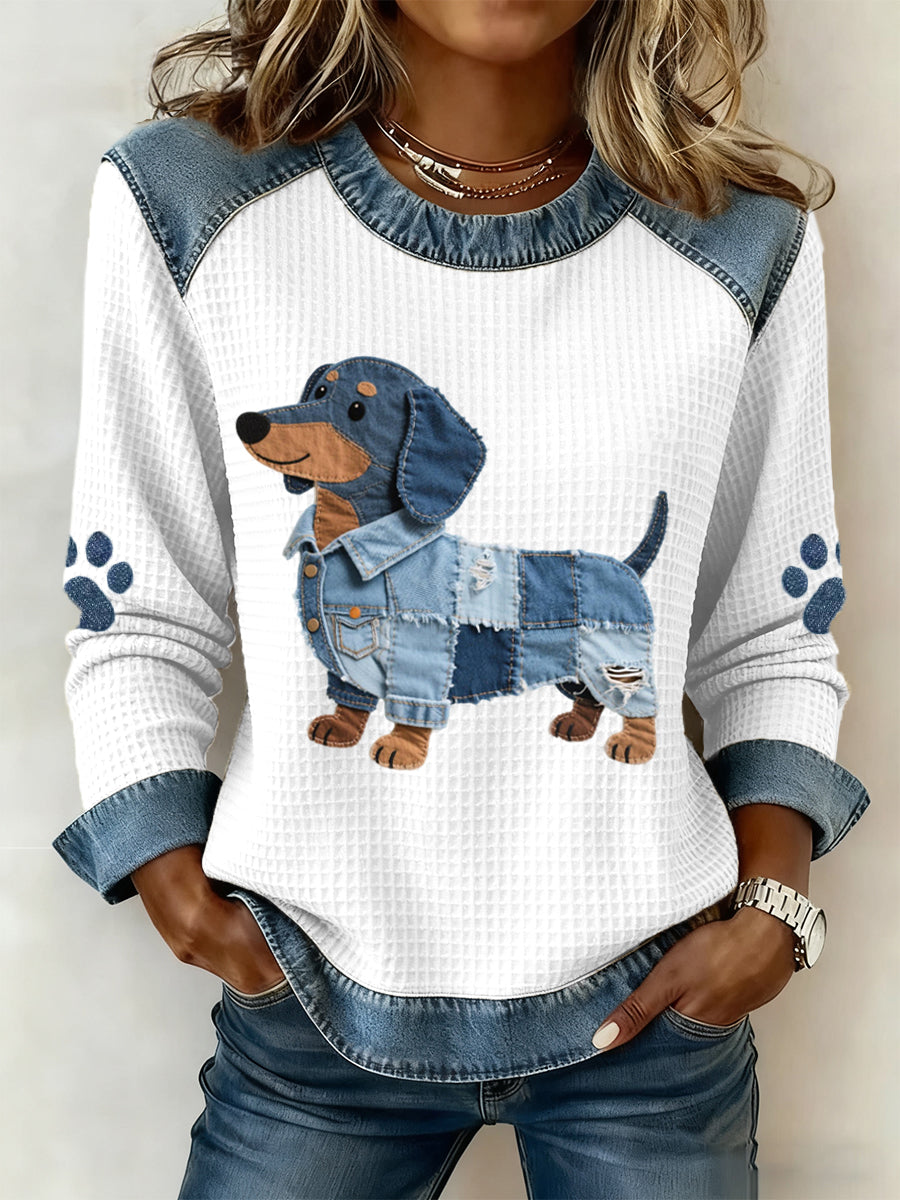 Nuria | Charming Patchwork Denim Dachshund